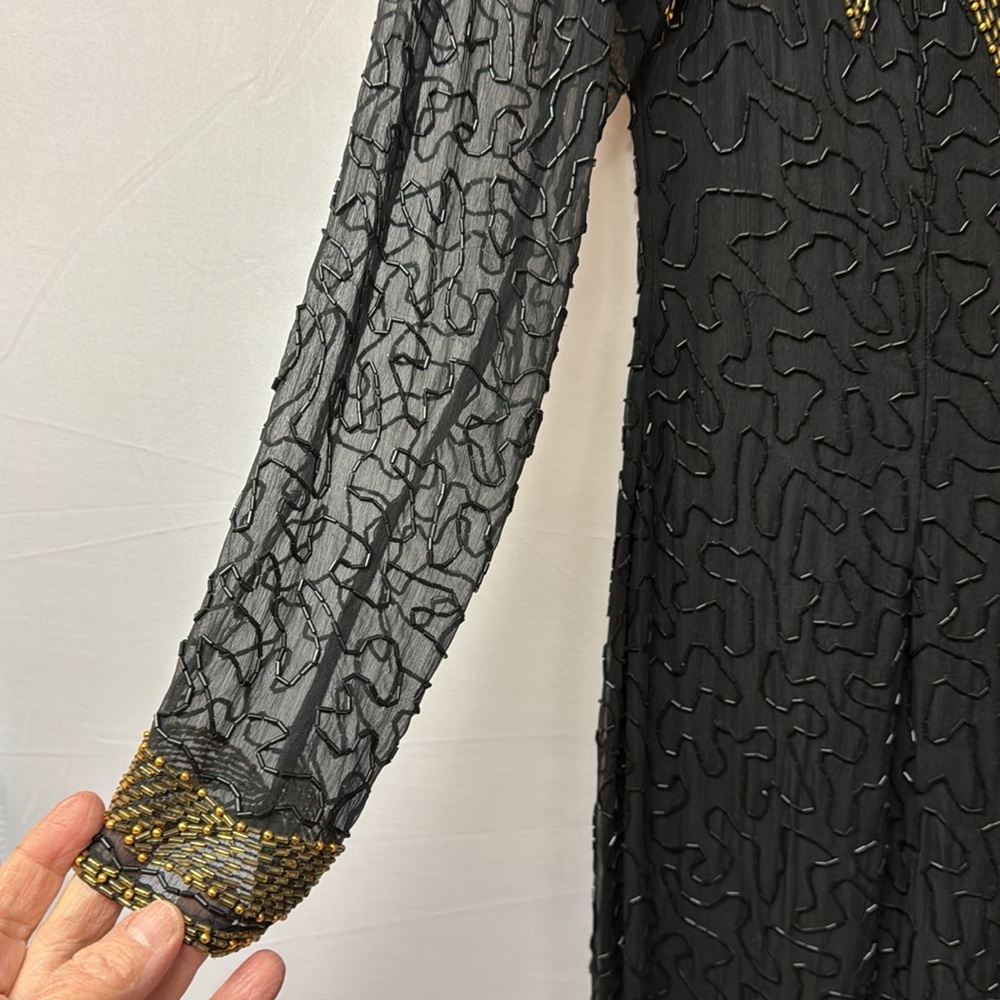NagPal Inc Dress Beaded Vintage Black and Gold Size Medium - Picture 7 of 7